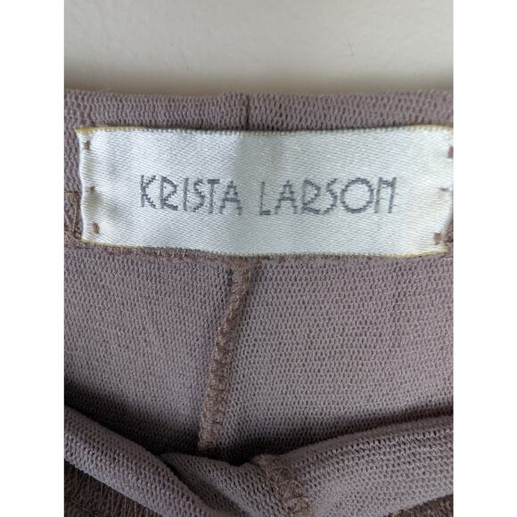NWT Krista Larson Cropped Double Layer Tie Dyed Mesh Leggings Taupe O/S - Picture 8 of 10
